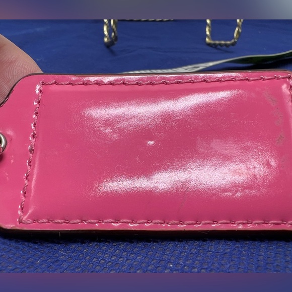 COACH Pink Patent Leather Key Fob Bag Charm Keychain Hang Tag 3" Large - Picture 4 of 5